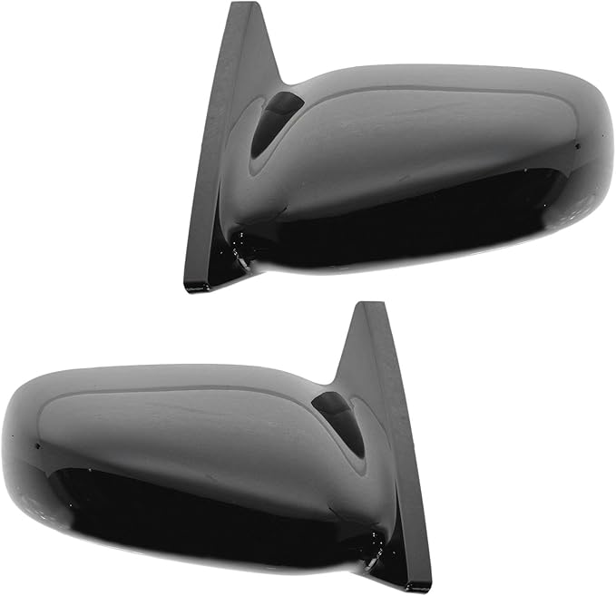 TRQ 2 Piece Driver and Passenger Side Mirror Assembly Set Electric Adjustment Non-Heated No Memory Black Compatible with 2001