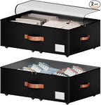 Underbed Storage With Wheels,Large Capacity 10 inches Height Storage Bins,Rolling Underbed Shoe Storage Containers,Underbed S