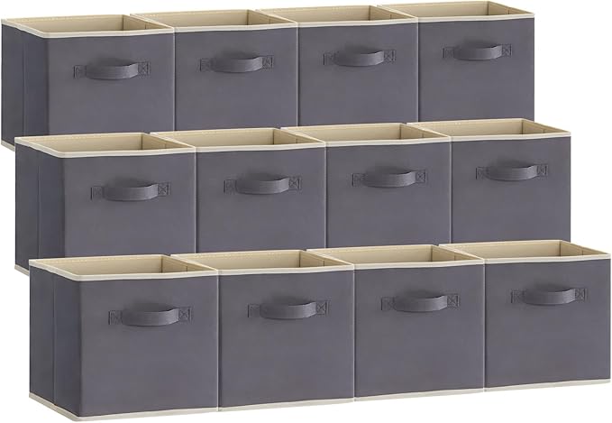 Lifewit Storage Cubes, Foldable Decorative Fabric Storage Baskets for Organizing Home Organizers with Handles for Shelves, Cl