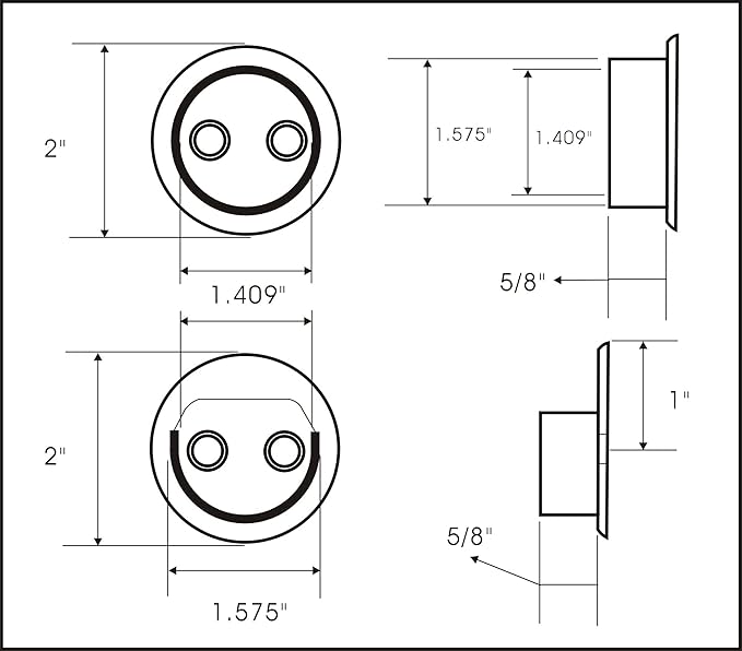 QCAA Heavy Duty Solid Metal Closet Rod Socket Set, 1-3/8'', Matte White, 1 Pair, Made In Taiwan