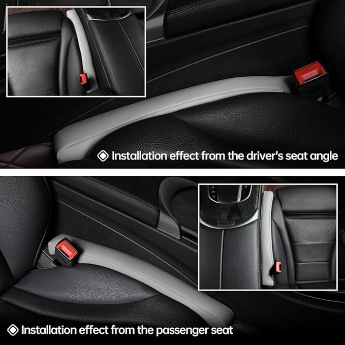 2Pack Leather Car Seat Gap Filler – Anti-Drop Console Organizer, Scratch-Resistant Waterproof Easy to Clean, Fits 90% Vehicles Without Blocking Seat Movement