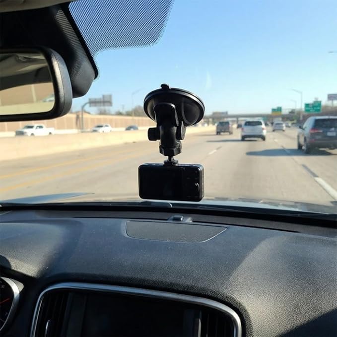 Universal Car Dash Cam Mount - Vacuum Suction Cup Holder with 4 Interchangeable Heads for GPS Navigation and Dashboard Recorder(Buckle w/o CardPos)