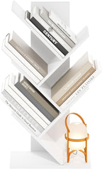 Furinno Tree Book Shelf, 5-Tier Bookshelf with Angled Open Shelf, Tree Bookcase for Room Decor, 8.4 x 15.7 x 30.3, for Organi