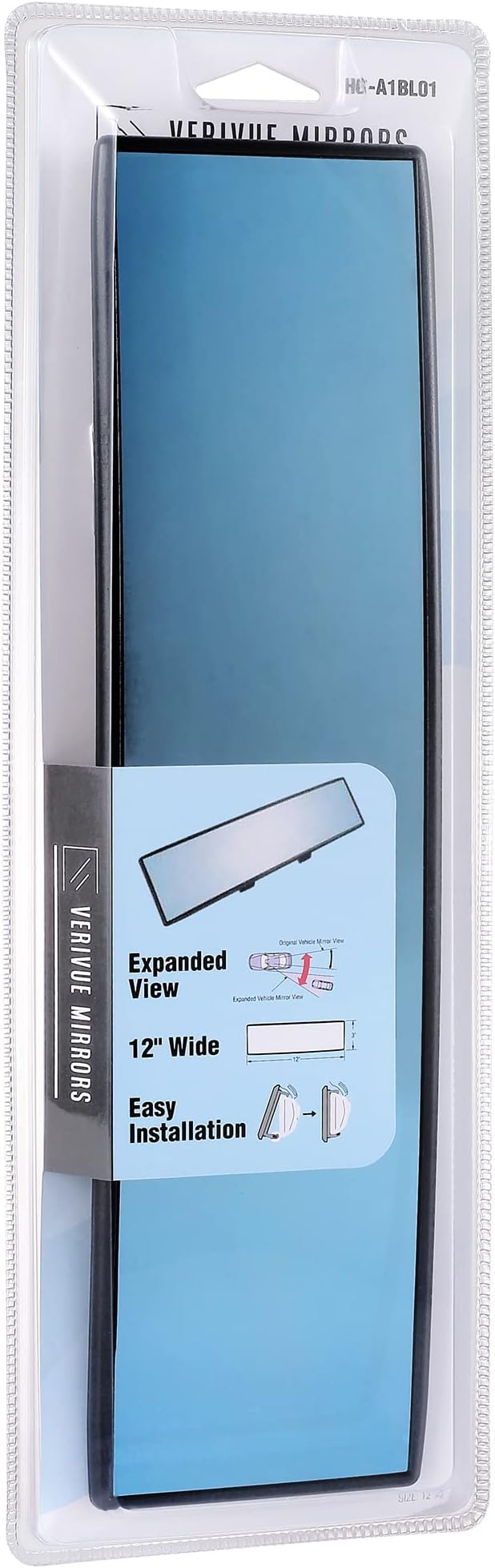 Verivue Universal Panoramic 12-Inch Rear View Mirror, Anti-Glare Wide Angle Car Mirror, Rearview Mirrors Accessory for Baby Rear-Facing, Tint flat Mirrors for Cars and SUVs.