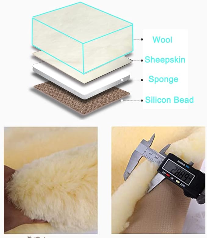 OGLAND 2 Pack Fluffy Fuzzy Fur Sheepskin Car Seat Covers for Universal Auto Plush Seat Cushion Accessories (White)