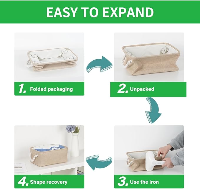 Bidtakay Large Storage Baskets for Shelves 3 Pack Fabric Storage Bins for Organizing Linen Collapsible Organizer for Closet-F