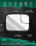 SCITOO Towing Mirrors fit for Dodge for Ram Exterior Accessories Mirrors fit 02-08 for Ram 1500 03-09 for Dodge for Ram 2500 3500 Blind spot mirror Telescoping Features (02-08 power heated mirrors)