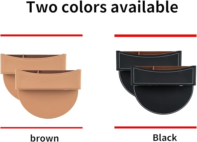 Dragon Art 2 Pack Car Seat Gap Filler Organizer, Leather, Black, Multifunctional Automotive Trays and Bags, Luxury Finish, 2 Pounds