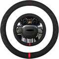 Suede Steering Wheel Cover,Compatible with Land Rover Discovery Sport Evoque Freelander Suede Leather Sport Non-Slip Wheel Cover Car Interior Accessories 15 inch for Man and Women