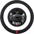 Suede Steering Wheel Cover,Compatible with Land Rover Discovery Sport Evoque Freelander Suede Leather Sport Non-Slip Wheel Cover Car Interior Accessories 15 inch for Man and Women