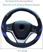 Alusbell Microfiber Leather Steering Wheel Cover Breathable Auto Car Steering Wheel Cover for Men and Women Universal 15 Inch