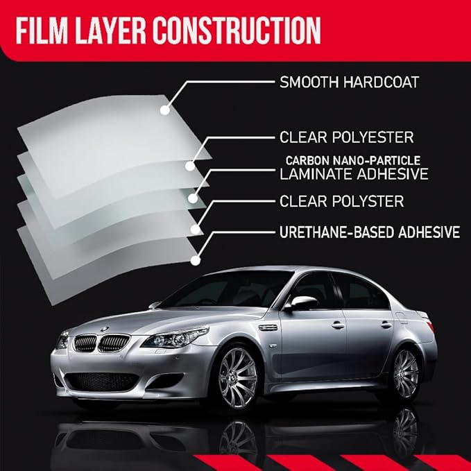 United Max Nano Carbon Car Window Tint Film – 2PLY 5% VLT Series Automotive Tint with UV Protection & Infrared Rejection, Heat & Glare Blocking, Color Stable Adhesive Film Roll, 24 Inch x 100 Feet
