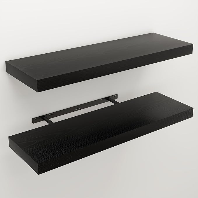 Floating Shelves for Wall, 9.3" Deep Wall Mounted Wood Shelves for Bathroom, Bedroom, Living Room, Kitchen, Hanging Shelf for