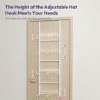 SWTYMIKI Over Door Hat Organizer - 4 Tier Metal Adjustable Wall Mounted Hat Rack with 12 Hooks Design, Hanging Baseball Cap O