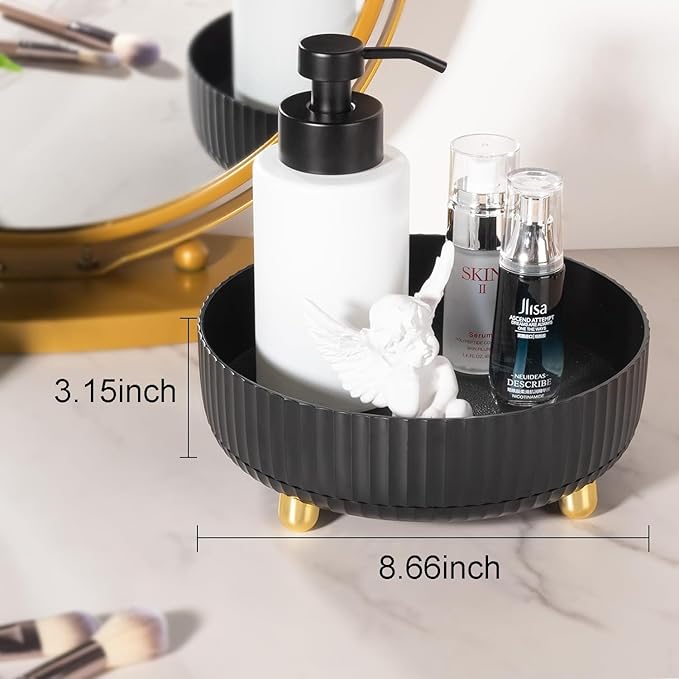 Anyoifax Makeup Perfume Organizer Tray 360 Degree Rotating Lazy Susan Skincare Lotion Organizer Spinning Cosmetics Storage fo