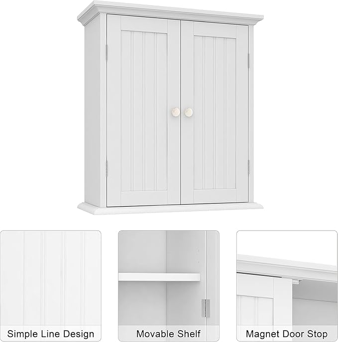 ChooChoo Bathroom Wall Cabinet Set of 2, Over The Toilet Space Saver Storage Cabinet, Medicine Cabinet with 2 Door and Adjust