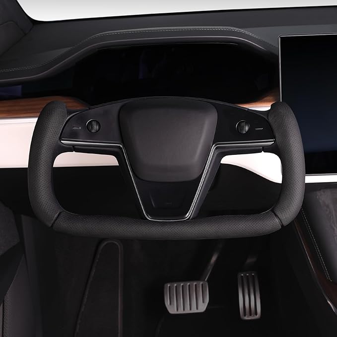 Steering Wheel Cover for Tesla Yoke Steering Wheel, Car Steering Wheel Cover for Tesla Model S 2021-Present/Model X 2021-Present Steering Wheel Accessories Black