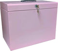 Cathedral Products A4 Steel File Box with Starter Pack of 5 Suspension Files - Pastel Pink