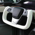 MEWANT Hand Stitched White Leather Steering Wheel Cover Wrap for Tesla Model S 2021-2023 / Model X 2021-2023 Steering Wheel Accessories