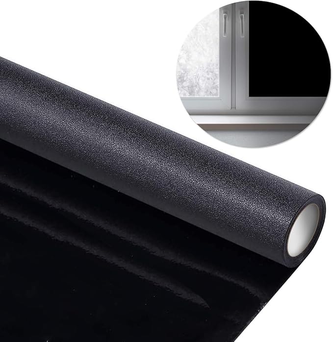 WPCTEV Static Cling Total Blackout Privacy Window Film Cover 100% Light Blocking No Glue Black Window Tint for Home Room Darkening Easy Removal 35.4 Inch x 13.1 Feet
