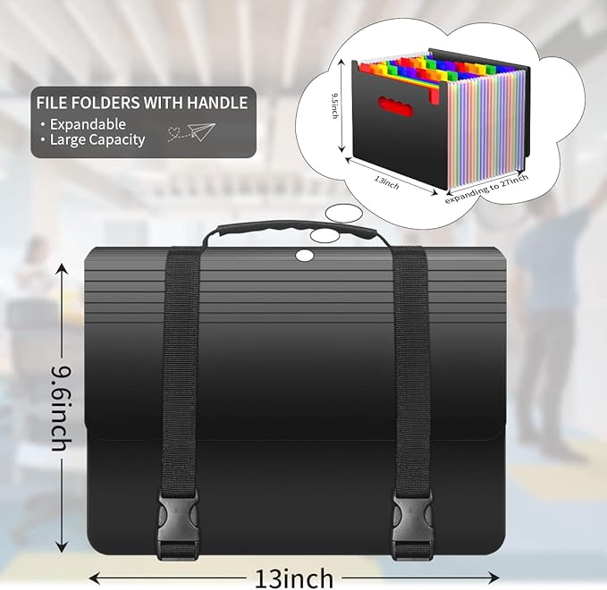 25 Pockets Accordion File Organizer with Handle, Expanding File Folders,Important Papers Document Organizer,Expandable,Durabl