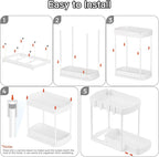 Ukeetap 2 Pack Multi-Purpose Pull-Out Storage Organizers, Under Sink & Cabinet Storage, 12.8 Inch, White