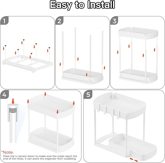 Ukeetap 2 Pack Multi-Purpose Pull-Out Storage Organizers, Under Sink Organizers and Storage for Bathroom & Kitchen, Under Cab
