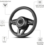 Hand Sewn Microfiber Leather Steering Wheel Cover on Wrap,Fit for 2017 2018 Mazda 3/2017-2020 Mazda CX-5 Mazda 6/2016-2020 CX-9/2018 2019 2020 CX-3