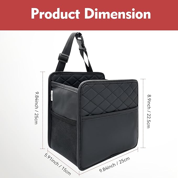 Upgrade Car Seat Organizer Backseat with Storage Pockets, Multipurpose Car Organizer Hanging, Car Trash Bag Can,Premium PU