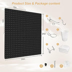 FZK Peg board Kit, Peg Board with Hooks, Includes 4 Black Pegboards and Accessories, Plastic Pegboard,Pegboard Wall Organizer