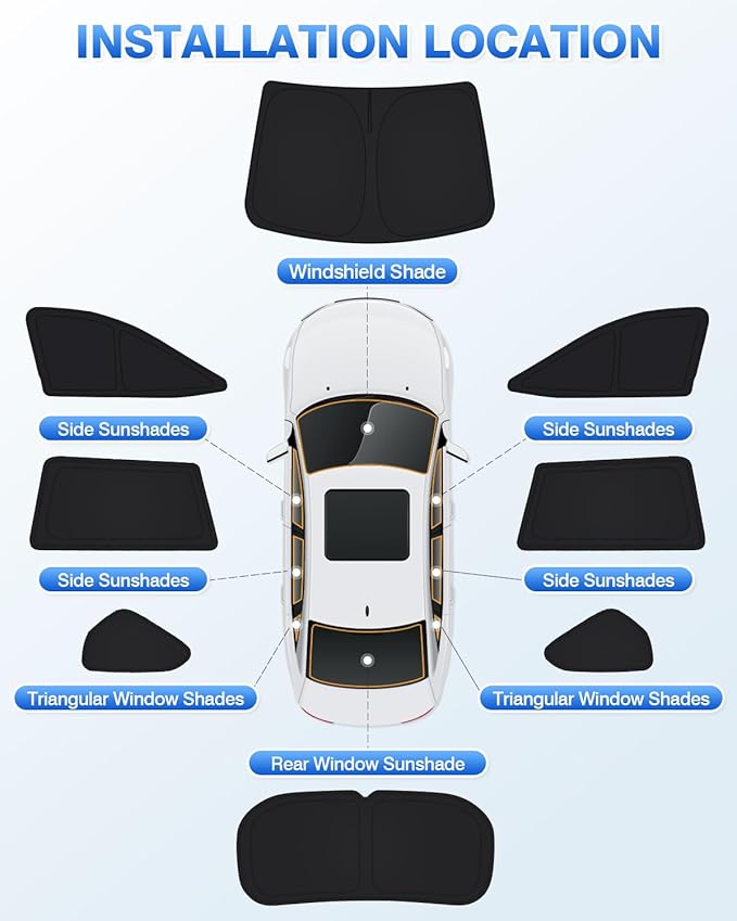 Window Shades for Toyota RAV4 2019-2025 Accessories Windshield Sun Shade Side Rear Window Covers Sunshade Sun Visor Shield Privacy Protection for Camping Keep Vehicle Cool Black 8PCS