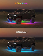 Govee Car Underglow Lights, 8 pcs RGBIC Under Car Lights with 16 Million Colors and 45 Scene Modes, Exterior Car Lights with App Control, 3 Music Modes LED Lights for Cars, SUVs, Trucks, DC 12-24V
