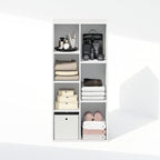 Furinno Reed Closet Organizers and Storage, 7-Cube Closet Organizer, Open Shelf Closet Storage, for Wardrobe, Bedroom, Living