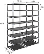 ERONE Shoe Rack Storage Organize, 28 Pairs Portable Double Row with Nonwoven Fabric Cover Shoe Shelf Cabinet for Closet