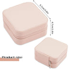 Neveika Portable Travel Mini Jewelry Box Leather Jewellery Ring Organizer Case Storage Gift Box Girls Women (4pcs pink).