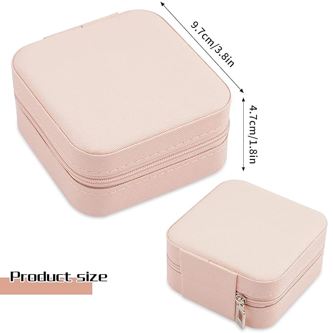 Neveika Portable Travel Mini Jewelry Box Leather Jewellery Ring Organizer Case Storage Gift Box Girls Women (4pcs pink).