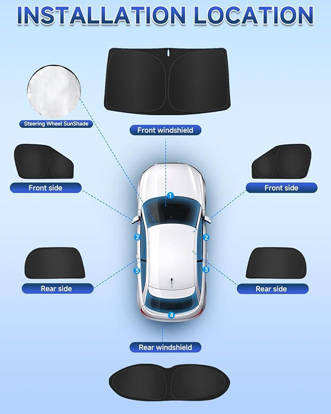 6PCS Window Shades for Chevrole Trailblazer(2021-2025) Accessories – Full Coverage Sun Shade for Side Windows, Rear Triangular & Windshield – UV Protection & Privacy for Camping, Napping, Relaxing