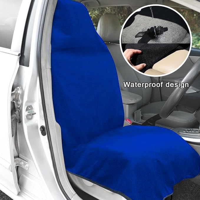 2PCS Car Towel Seat Cover, Waterproof Sweating Non-Slip Premium Soft Towel Carseat Protector, Universal Machine Washable Car 
