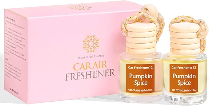 Hanging Car Air Freshener, Long Lasting Essential Oil Diffuser, Non-Toxic Pumpkin Spice Scent, Cute Car Fresheners for Women,