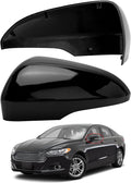 Driver Side Mirror Cover Replacement for Ford Fusion 2013 2014 2015 2016 2017 2018 2019 2020 2021 2022 - Left Side Mirror Covers, Rear View Mirror Cap Accessories With Lamp, Black
