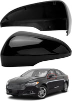 Driver Side Mirror Cover Replacement for Ford Fusion 2013 2014 2015 2016 2017 2018 2019 2020 2021 2022 - Left Side Mirror Covers, Rear View Mirror Cap Accessories With Lamp, Black