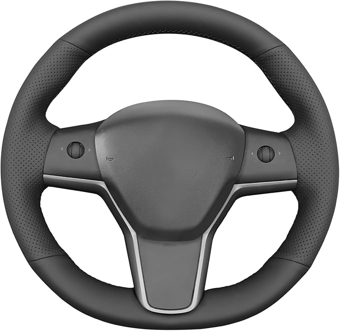 MEWANT Tesla Model 3/Model Y Hand Stitched Steering Wheel Cover for Tesla Model 3 2017-2023 / Model Y 2020-2023 for Tesla Model 3/Y Accessories