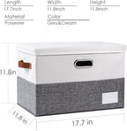 PRANDOM Foldable Storage Bins with Lids [3-Pack] Fabric Collapsible Storage Boxes Baskets Cubes Containers with Handles for C