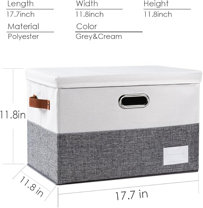 PRANDOM Foldable Storage Bins with Lids [3-Pack] Fabric Collapsible Storage Boxes Baskets Cubes Containers with Handles for C