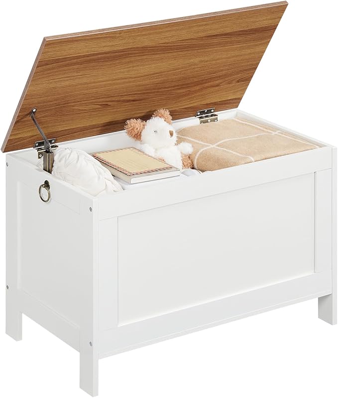 HOOBRO Toy Box, Retro Wooden Look Storage Chest with Safety Hinge, Entryway Storage Bench Supports 220 lb, 29.9 x 15.7 x 18.9