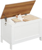 HOOBRO Toy Box, Retro Wooden Look Storage Chest with Safety Hinge, Entryway Storage Bench Supports 220 lb, 29.9 x 15.7 x 18.9