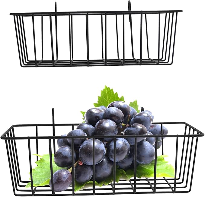 4 Pcs Gridwall Accessories 9"x4"x3" Hanging Basket Wall Mounted Grid Plate Wire Basket for Kitchen Grid Plate Wall Mounted St