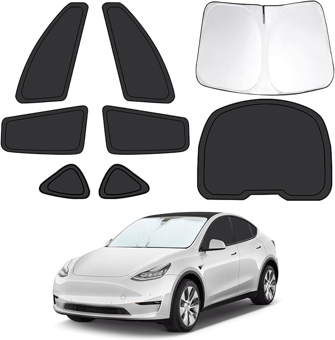 8pcs Car Window Shades Intended for Tesla Model Y 2020-2024(not for Juniper), Foldable Car Window Covers for Privacy, Full Sunshades Fit for Tesla Front Rear Windshield Side Windows to Block UV
