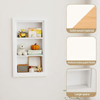 Solid Wood 14 X 24 Recessed Medicine Cabinet,3-Tier, Medicine Cabinet Organizer,Wall Niche, Bathroom Wall Cabinet, Recessed B
