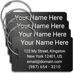 Heavy Duty Personalized Luggage Tags for suitcases - Handmade Customized Laser Engraved Metal Luggage Tags with Stainless Ste